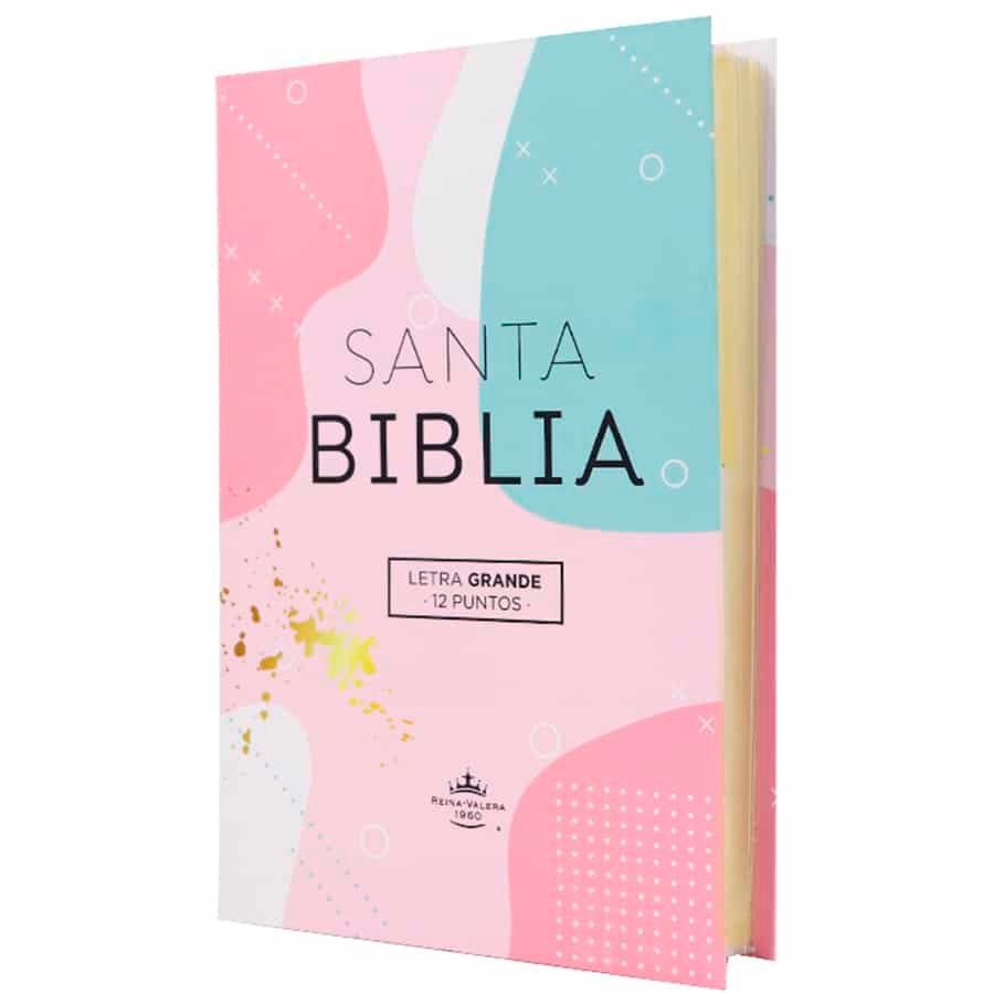 Biblia Reina Valera 1960 Letra GRANDE Tapa Flexible Colores Rosa